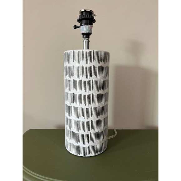 Nate Berkus Modern Designer Black & White Crosshatch Lamp Base - Picture 2 of 5